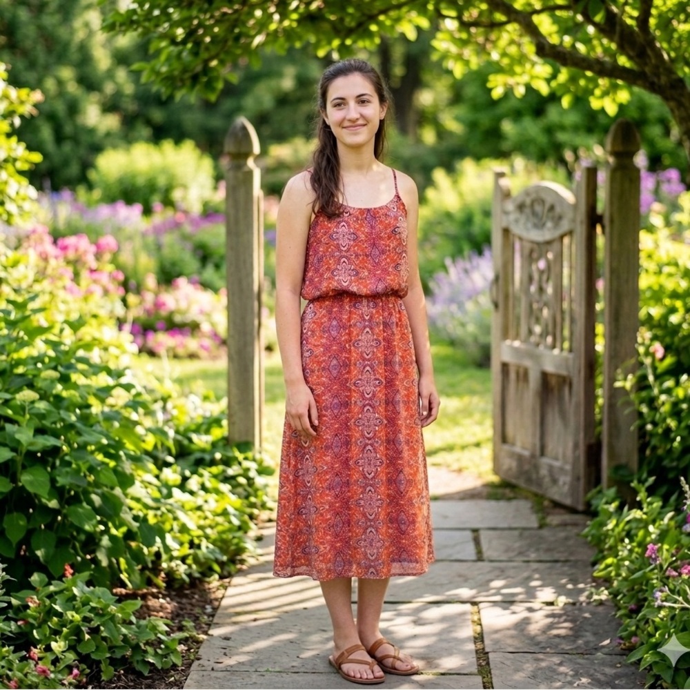 Olive & Oak Orange Print Maxi Dress